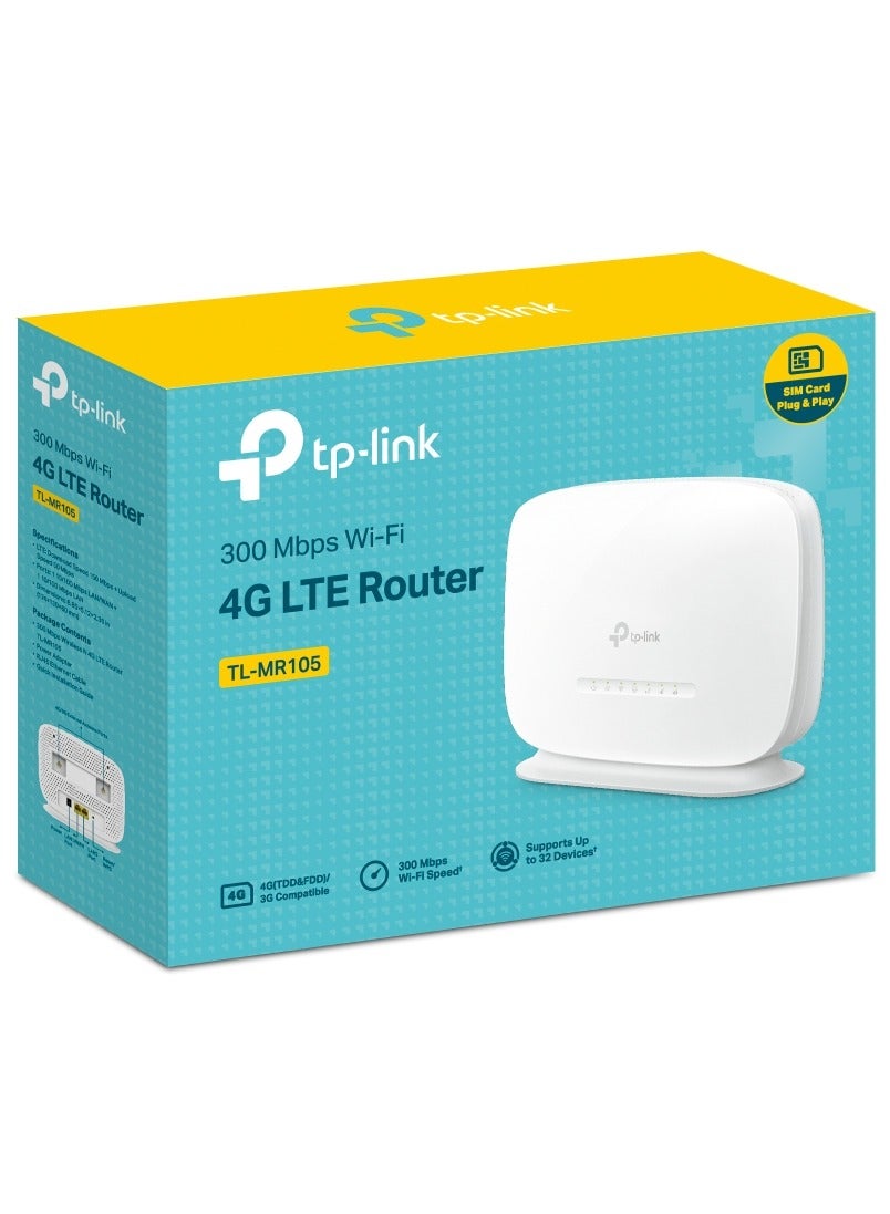 Compare TPLink 300Mbps 4G WiFi Router, cuttingedge Mobil WiFi Router 4G Cat4 LTE Network, Ideal for gaming & streaming, Nano SIM Card Slot, Plug & Play, Secure Network WPAPSKTLMR105 at KSA Price