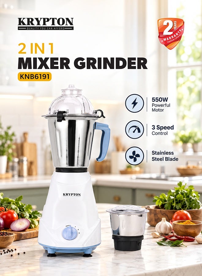 2-IN-1 Mixer Grinder- 550W Powerful Copper Motor with…
