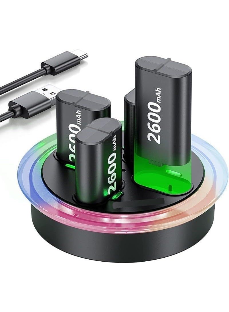 Compare Rechargeable Battery Pack for Xbox Series X|S, Rechargeable Batteries Charger for Xbox Controller Battery Pack, Charger Station, 4 x 2600mAh Controller LED Indicator Dock for One SOne XElite at KSA Price