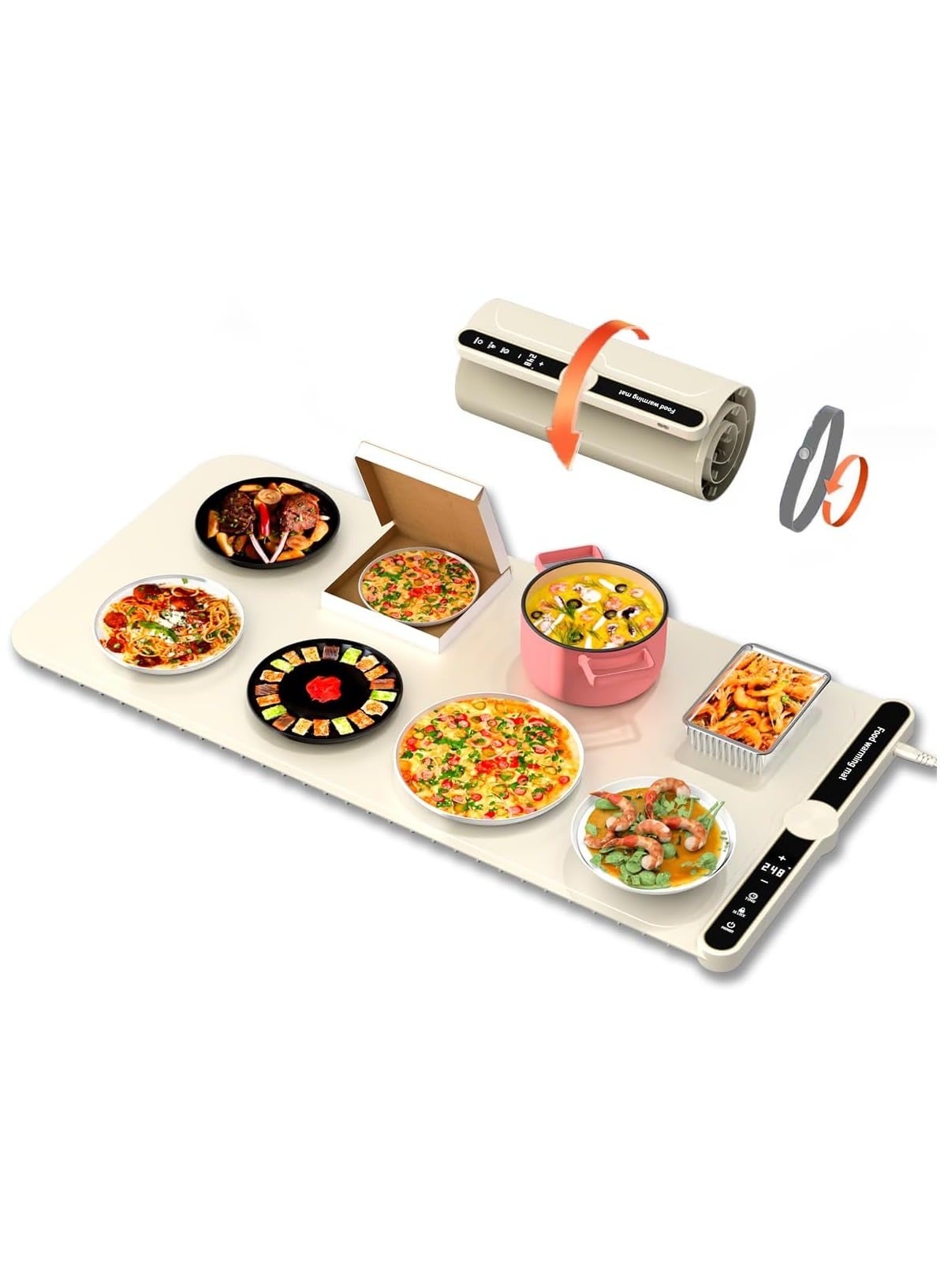 Compare Large Food Warming Mat with 9 Temperature Levels, Fast Heating, Timer & Child Lock – Rollable Electric Heating Pad for Home, Parties & Kitchen at KSA Price