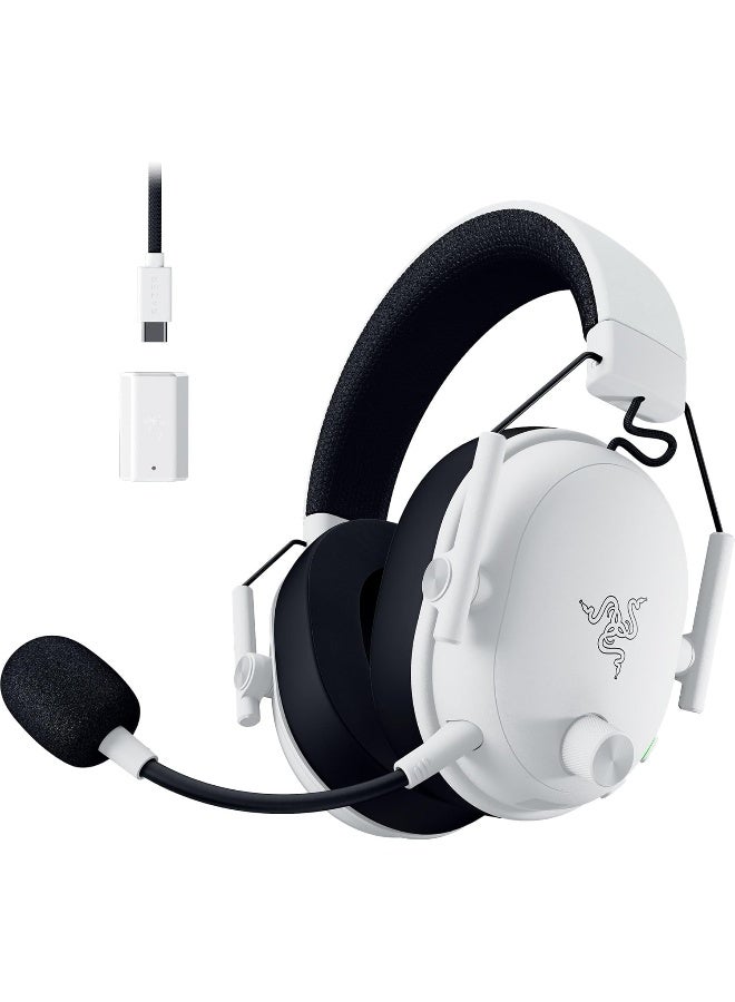 Compare BlackShark?V3 Wireless Gaming Headset, HyperSpeed 2.4?GHz + Bluetooth, TriForce 50?mm Drivers, Detachable 9.9?mm Mic, THX 7.1.4, 70?h Battery, 270?g – White | RZ0405410400R3M1 at KSA Price