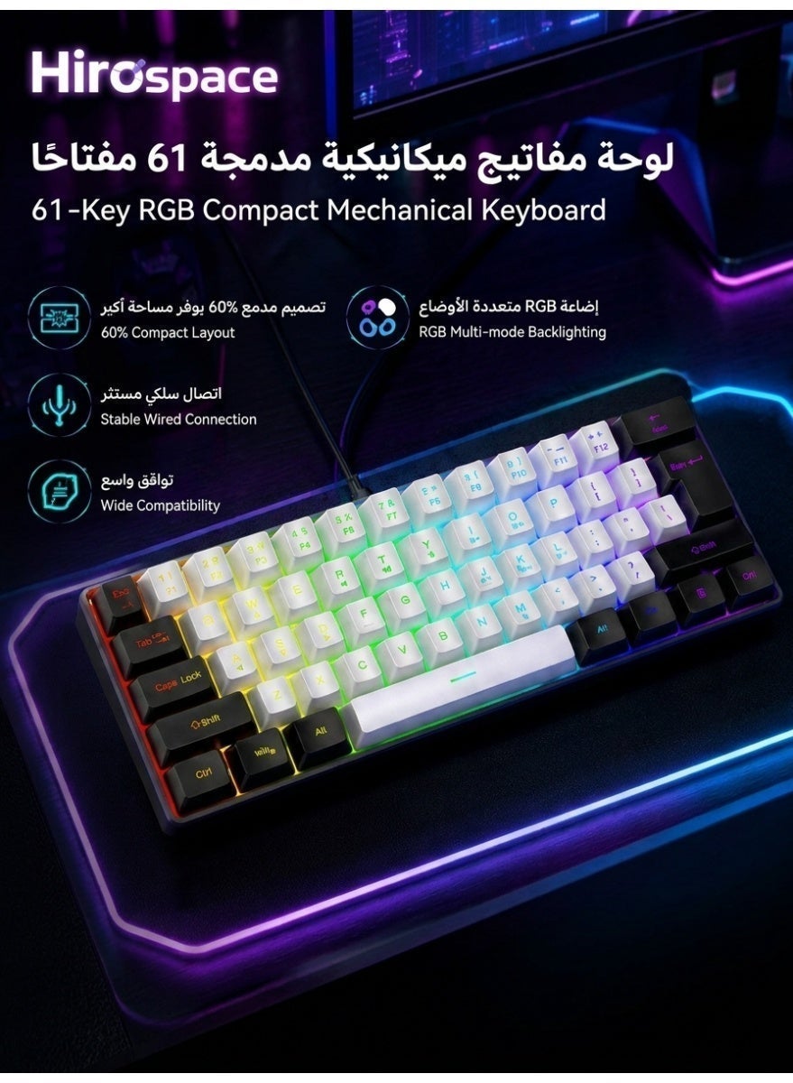 Compare 61key dualcolor RGB gaming mechanical keyboard, ergonomically designed, mini gaming keyboard, specially for highperformance gamers at KSA Price