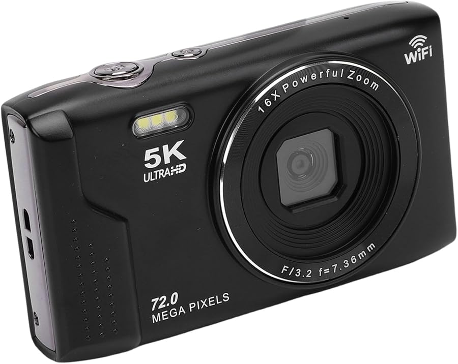 Compare Vbestlife 5K Digital Camera 72MP 16X Zoom Autofocus Point and Shoot Small Travel Camera with Flash Black at KSA Price