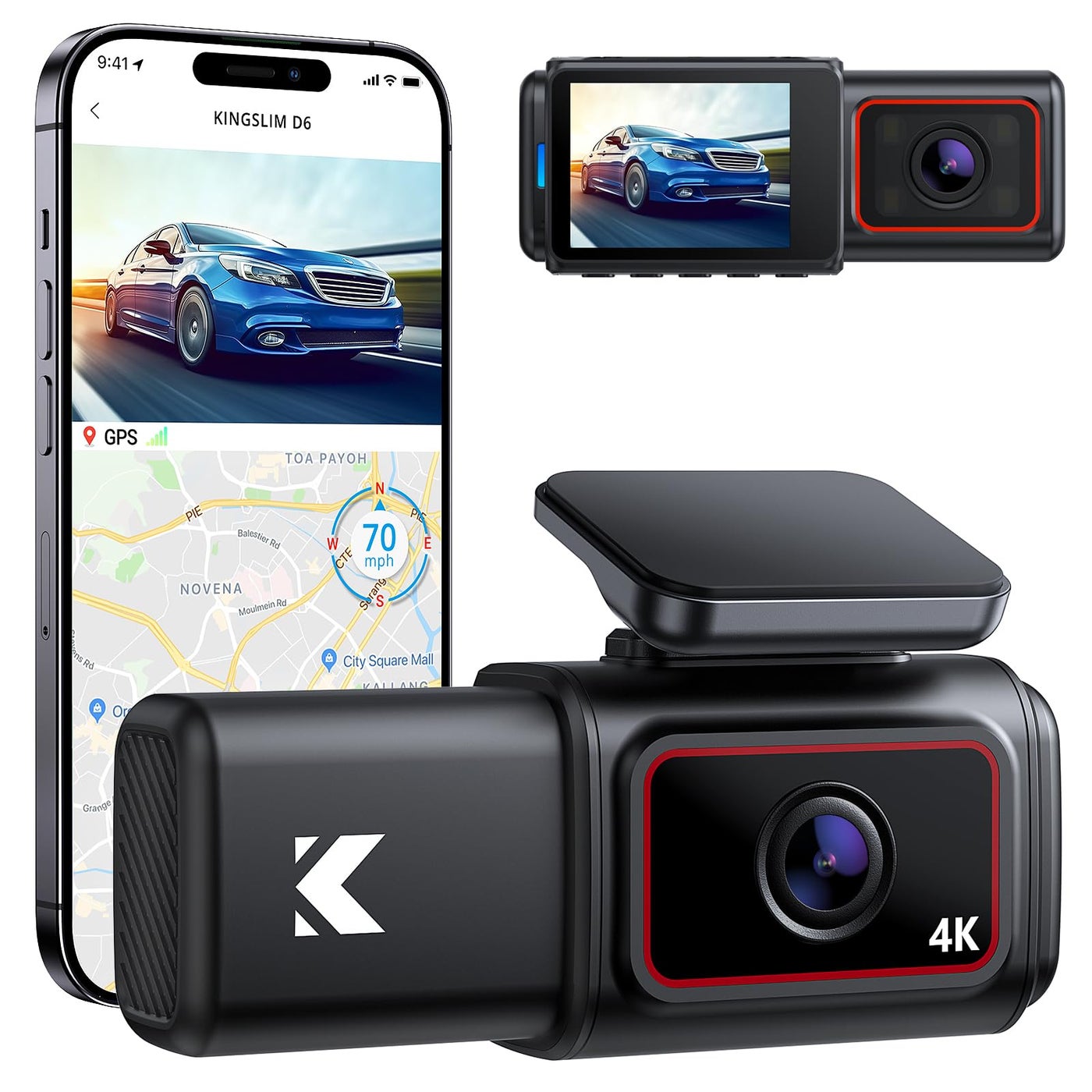 Kingslim D6 4K Dash Cam Front and Inside…