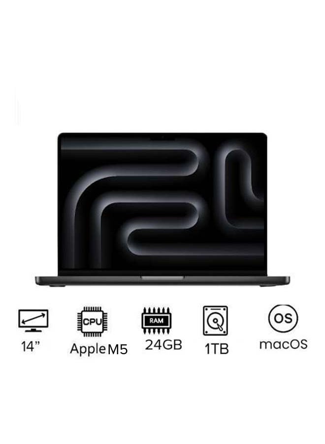 Compare MacBook Pro MDE34 | 14 Inch Display | Apple M5 Chip | 10Core CPU And 10Core GPU | 24GB RAM | 1TB SSD | macOS | English And Arabic Keyboard | EnglishArabic Space Black at KSA Price