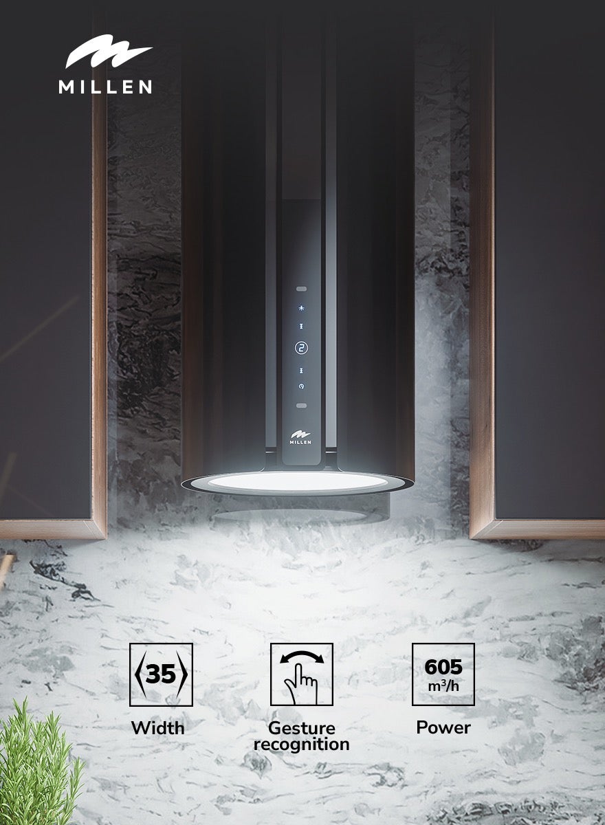 Compare 35 cm WallMounted Lamp Hood  Compact Luxury with Gesture Control, 3 Y Warranty, Filters Included MTUB 35 BL Black at KSA Price