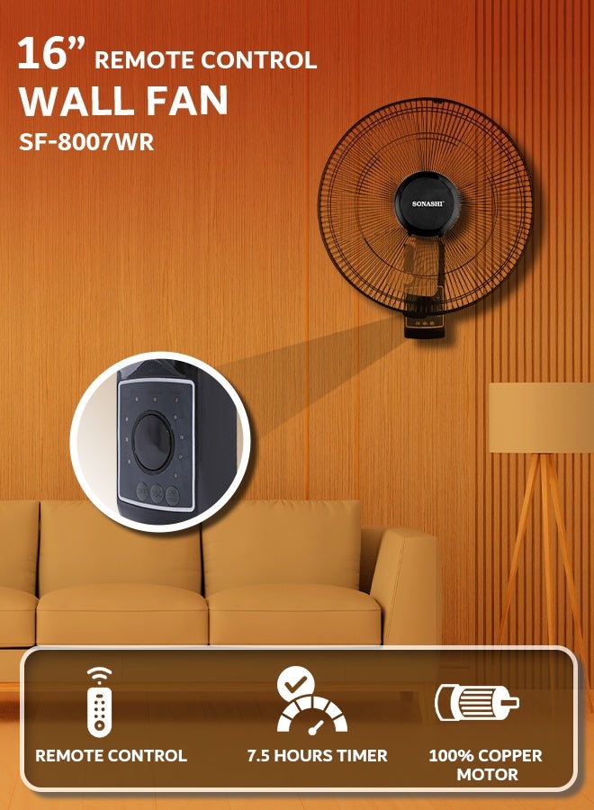 16 Inch Wall Fan with Remote Control |60W| 1250…