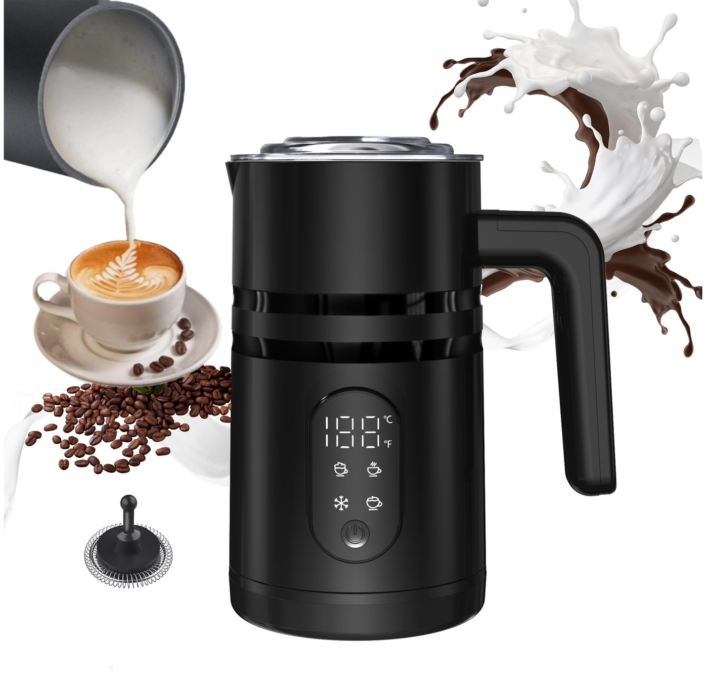 Electric Milk Frother Steamer Milk Foamer 5 in…