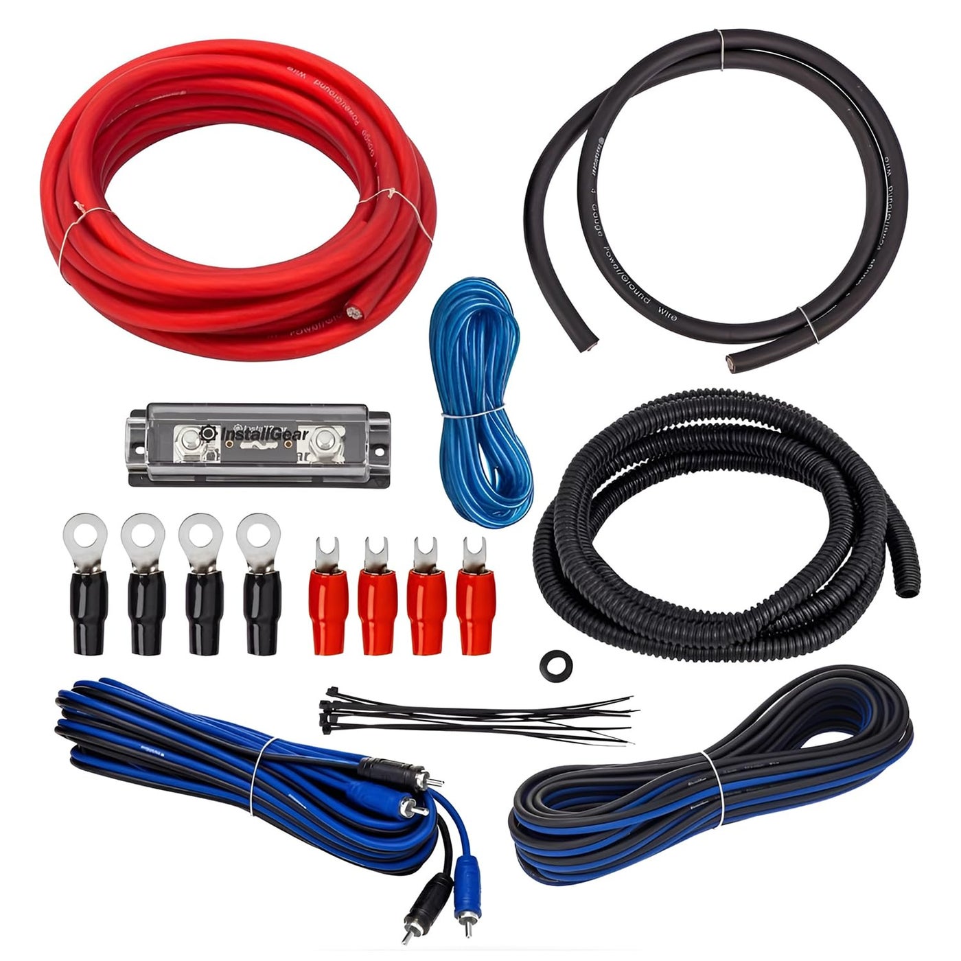 Compare 4 Gauge Amp Wiring Kit by InstallGear  Complete Subwoofer Wiring Kit with Power, Ground, RCA Cables  Soft Touch CCA Cable Set for Amplifier Installation  17ft Length at KSA Price