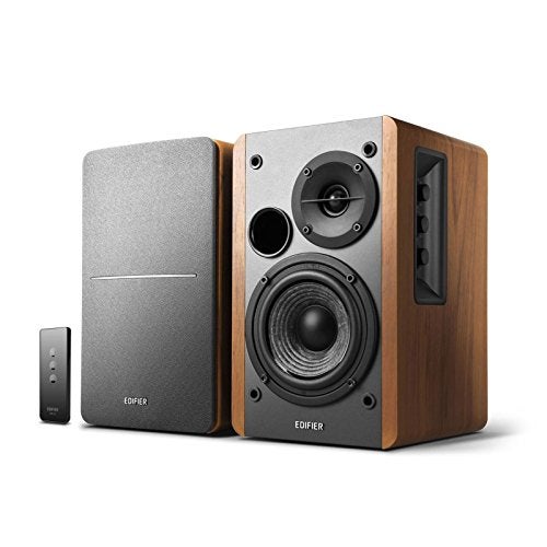 Compare Edifier R1280T Powered Bookshelf Speakers  2.0 Active Near Field Studio Monitor Speaker  Wooden Enclosure  42 Watts RMS Power at KSA Price