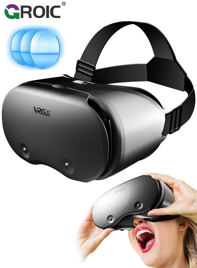 Compare Black VR Glasses, 3D Virtual Reality Headset Compatible with iPhone & Android Phone, Universal Virtual Reality Goggles for Kids & Adults, 2K AntiBlue Lenses, Adjustable Pupil & Object Distance at KSA Price