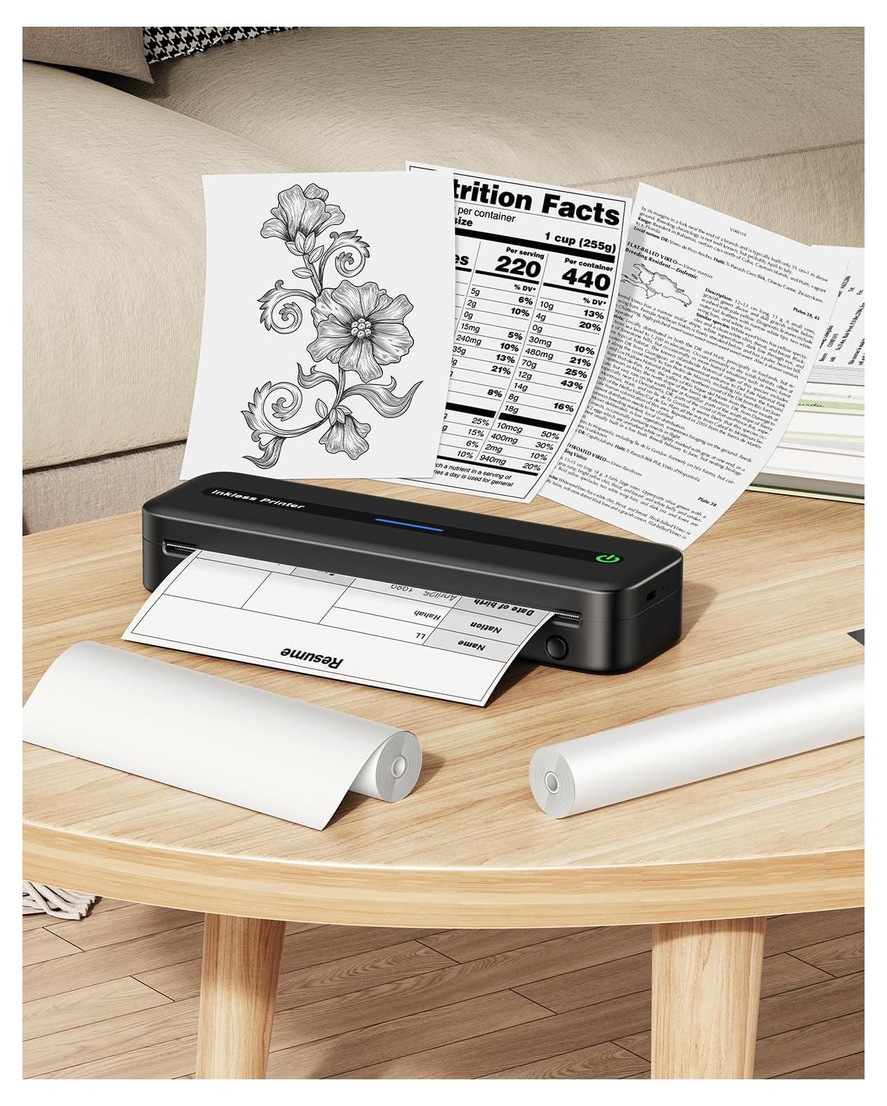 Compare M832,831Portable Printer Thermal Paper,A4 Thermal Paper, Advance Thermal Printing, Thermal Roll Paper Compatible with M08F M832 M834 Portable Printer,2 Rolls at KSA Price