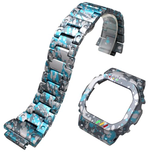 Compare Metal Watchband With Watch Case For Casio For Gshock DW5600 GWB5600 GB5600 GWX5600 DW5000 DW5025 DW5030 DW5035 GW5000 GW5035 Mens Bracelet Strap Band With Watch Bezel Lightweight Aluminum at KSA Price