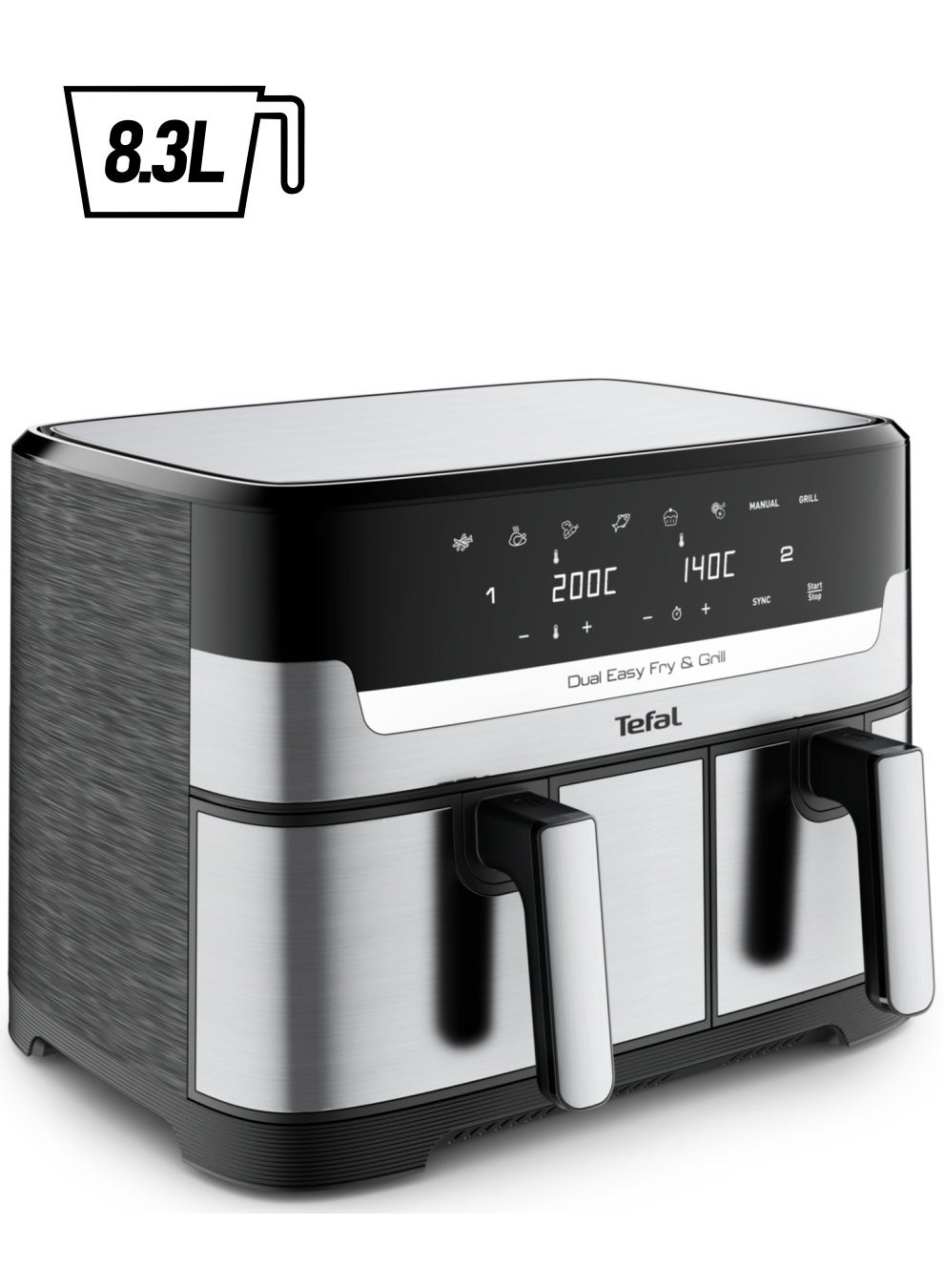 Compare Airfryer & Grill, Dual Easy Fry & Grill, Dual Drawers, 8 PreSet Cooking Programs, DishwasherSafe Parts, Dedicated App 8.3 L 0.01 W EY905D40 BlackSilver at KSA Price