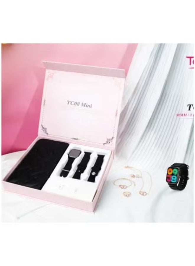 Compare TC 08 Mini Smartwatch for Women – Elegant Black Digital Watch Gift Set with 3 Interchangeable Straps, Coordinated Handbag, Matching Earrings, Ring & Necklace – Fashion Combo for Stylish Ladies – Ideal for Birthdays, Eid, Anniversaries & Daily Wear at KSA Price
