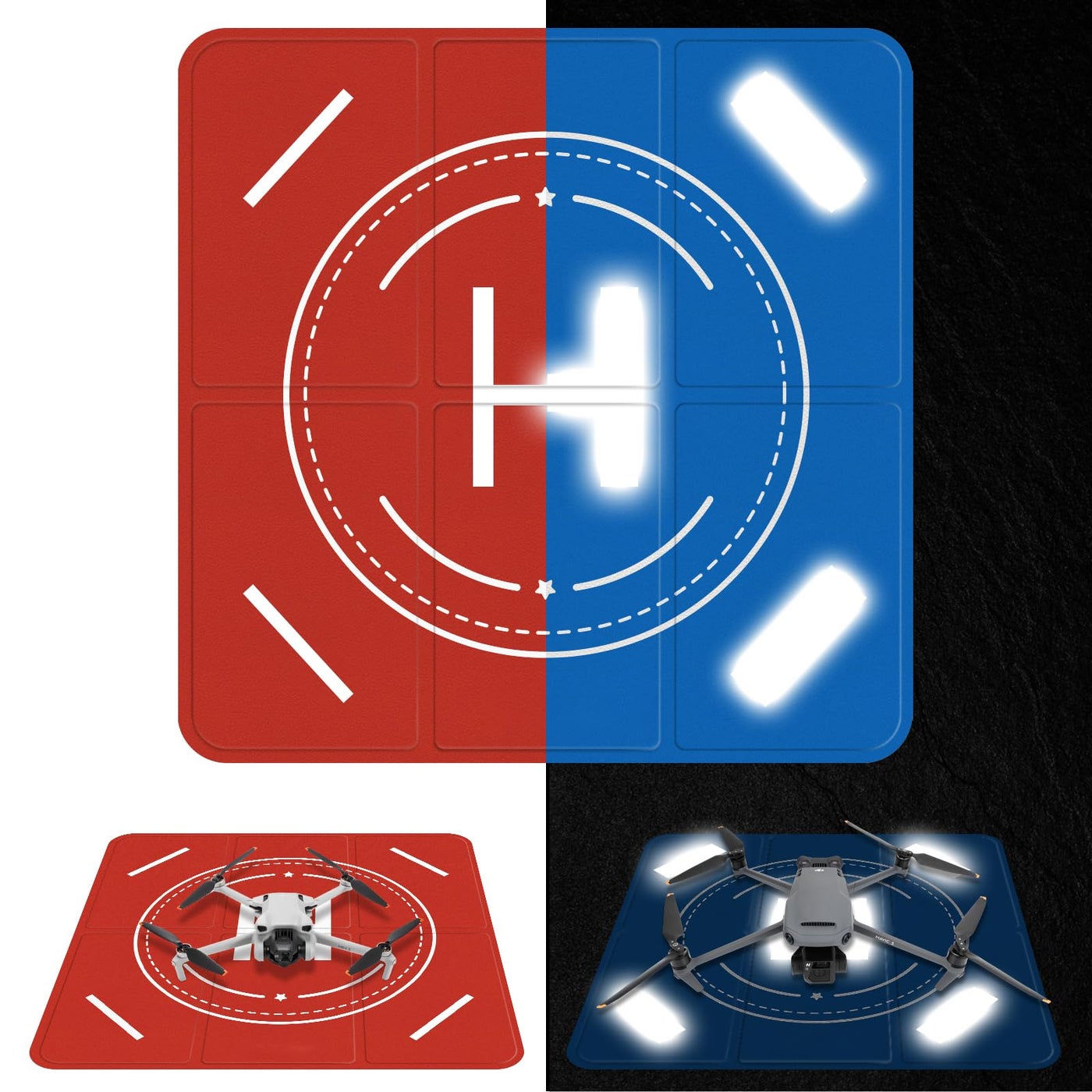 Compare FPVtosky Nighttime Reflective Drone Landing Pad, Fastfold Double Sided Waterproof Landig Pad Weighted for DJI Mini 5 Pro 43 ProMini 4k  Mavic 4  Air 3s Avata 2 NeoFlip at KSA Price