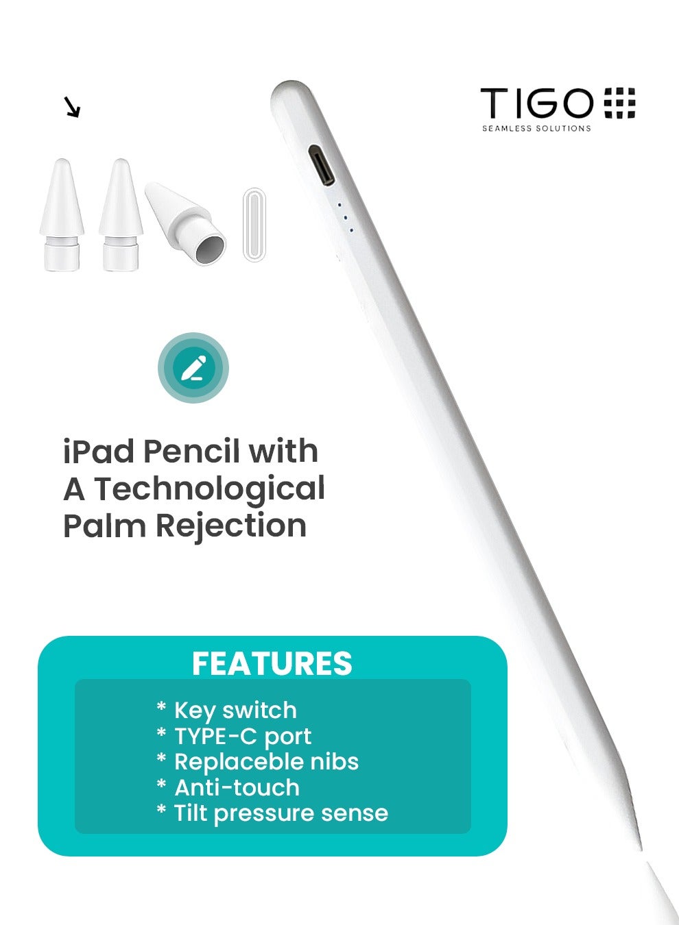 Compare iPad Pencil  Stylus Pen for iPad 20252018 with Palm Rejection & Magnetic absorption, Active Pencil for iPad A16109876, iPad Pro 1112.913, Air 1310.910.5, Mini, with fast charging at KSA Price
