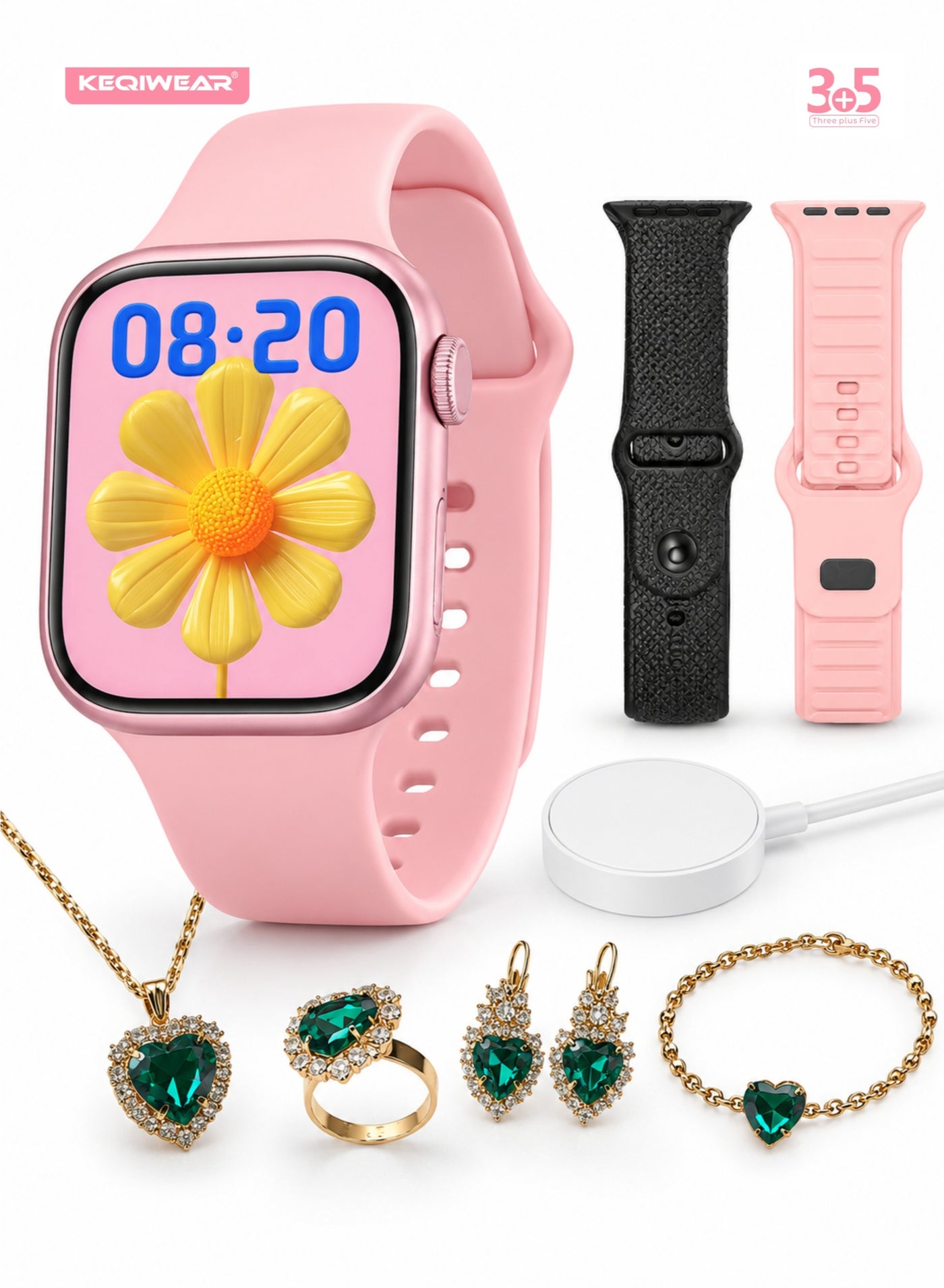 Pink Smart Watch for Ladies & Girls with Jewelry…