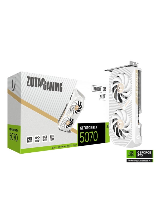 Compare GAMING GeForce RTX 5070 Twin Edge OC White Edition 12GB GDDR7 Graphics Card, PCIe 5.0, DualFan IceStorm 2.0 Cooling, Factory Overclocked, DLSS 4, Ray Tracing, HDMI 2.1b, DisplayPort 2.1, Compact DualSlot GPU | ZTB50700Q10P at KSA Price