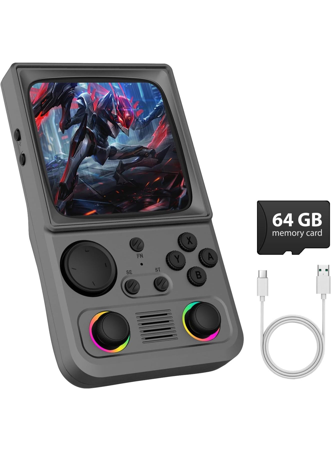 Compare Retro Handheld Game Console with 4.0 Inch IPS HD Screen, 64GB BuiltIn Memory, 18,000+ Classic Games, WiFi & OTG Support, Portable Mini Arcade Gaming System, Classic Grey at KSA Price