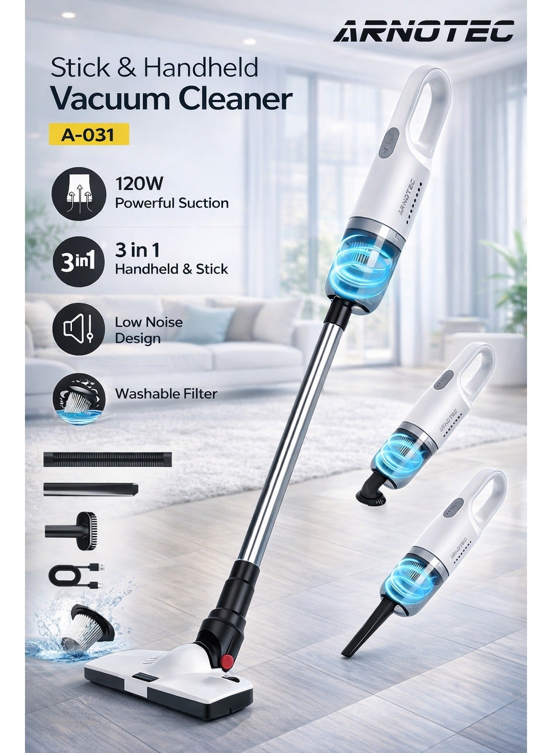 Cordless Vacuum Cleaner 12,000Pa Strong Suction, 120W…