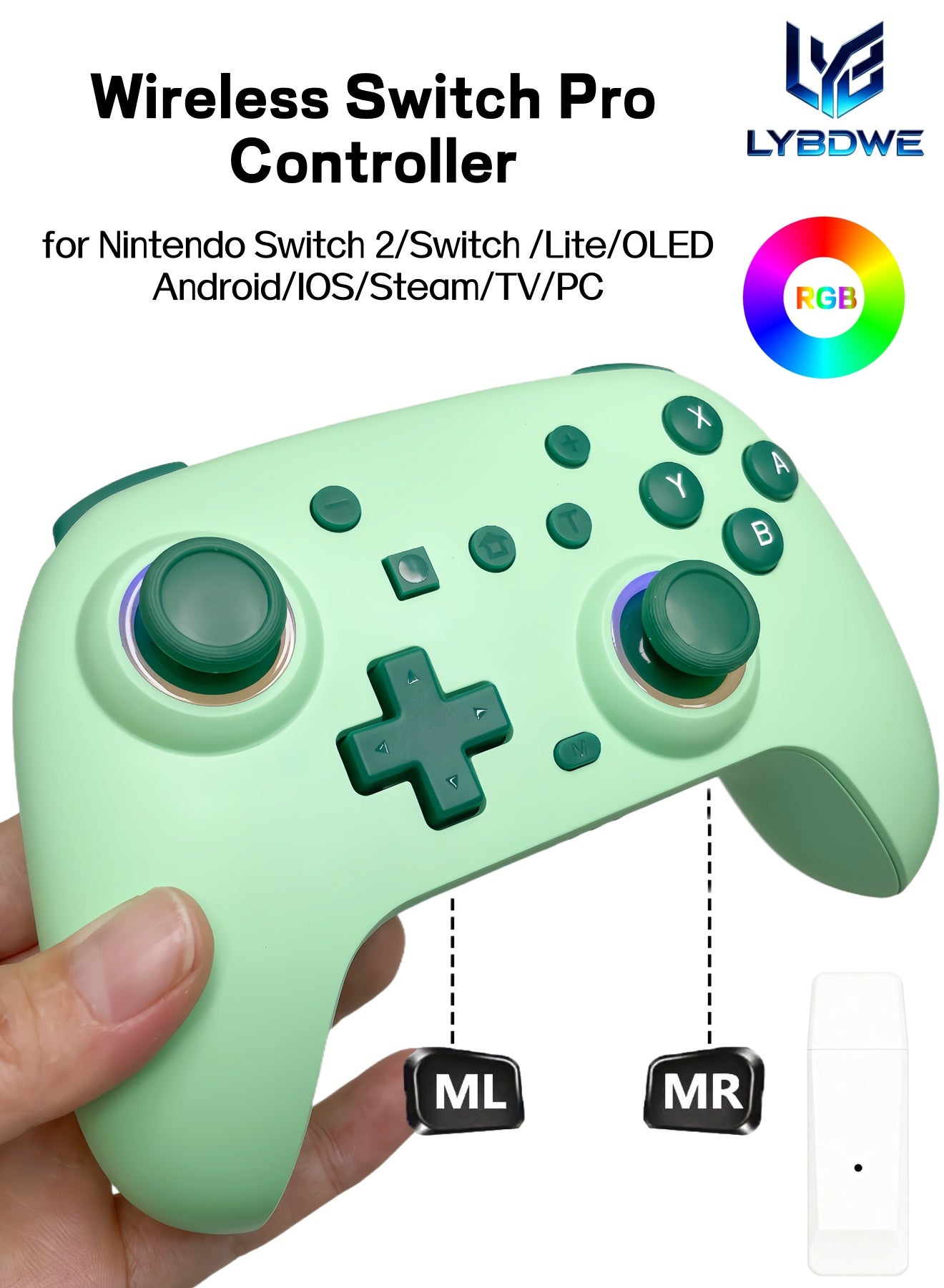 LYBDWE RGB Switch Pro Game Controller for…