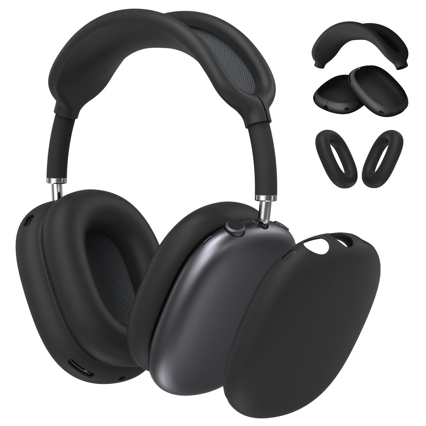 Compare FINTIE 3 in 1 Silicone Case Cover for AirPods Max 2 2026 and AirPods Max 1 20202024 Headphone, AntiScratch Ear PadEar CupsHeadband Cover, Soft Skin Protector Accessories Black at KSA Price