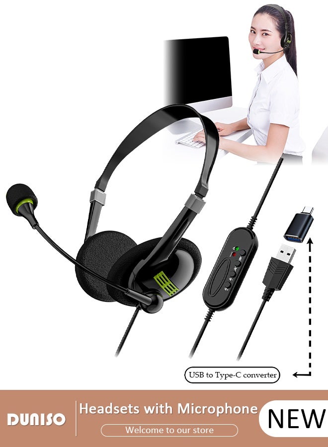 Call Center Headset Corded Business Headphone with…