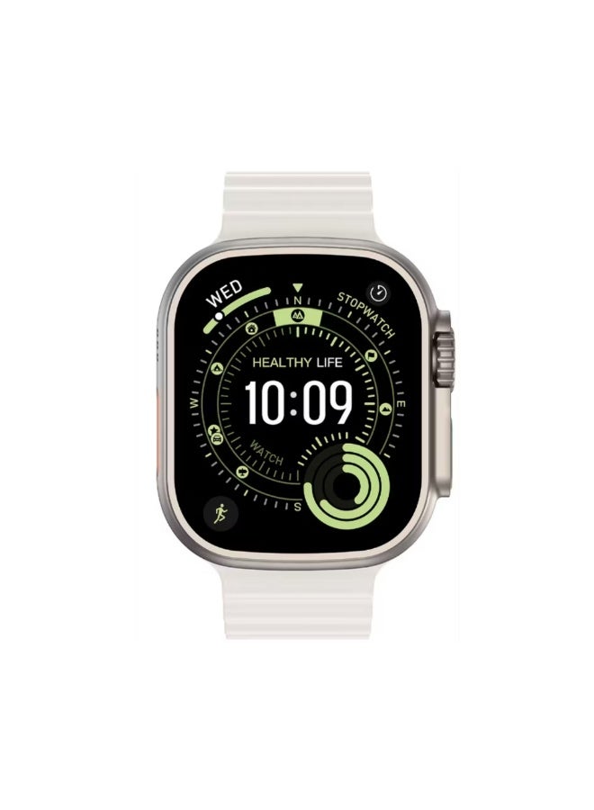 Compare Communicate 49mm Ultra Smartwatch, 2.04” AMOLED Display, 350mAh Battery, 2–3 Days Use, 10Day Standby, Bluetooth 5.4, 1GB Flash, 3ATM Waterproof, Wireless Charging, Double Tap, Dynamic Island, AlwaysOn Display, 500+ Watch Faces Silver at KSA Price
