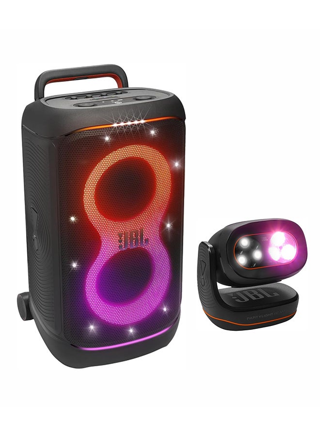 Compare PartyBox 520 + Party Beam – Bluetooth Party Speaker Combo with Light Projection, Deep Bass, and Mic Support – Best for House Parties, Celebrations, and Outdoor Music Events JBLPARTYBOX520EU+JBLPLBEAMEU Black at KSA Price