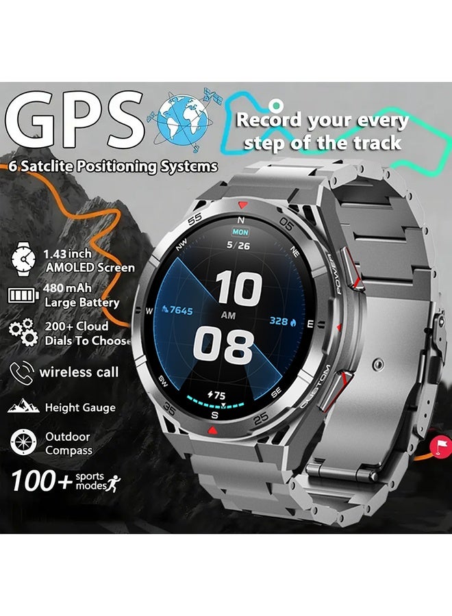 Compare Smart Watch for Men GPS Watch, 1.43 AMOLED Display, 3ATM Waterproof Men Watch, 100+ Sport Modes, Fitness Activity Tracke with Compass Pedometer Sleep Monitor, for Android iOS at KSA Price
