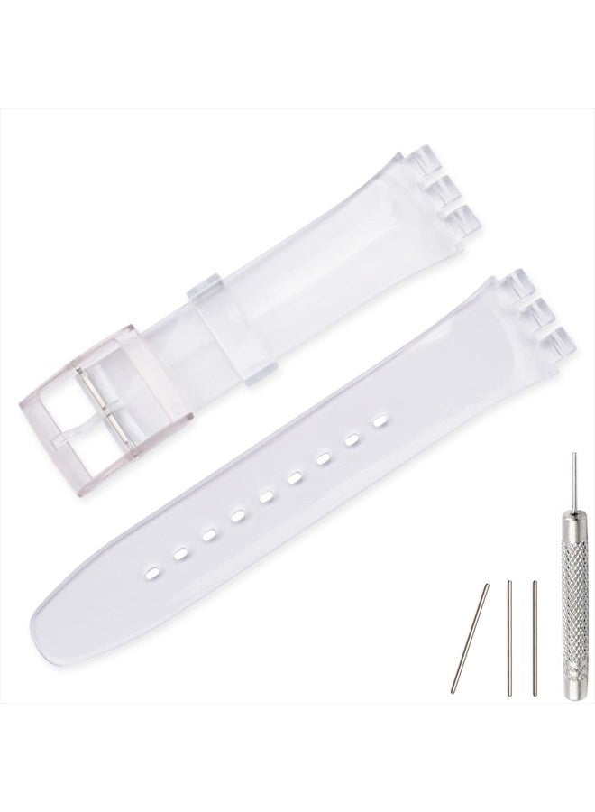 Compare Replacement Silicone Band for Swatch 17mm 19mm 20mm, Waterproof Wristband Watch Strap for Swatch 19mm, Clear at KSA Price
