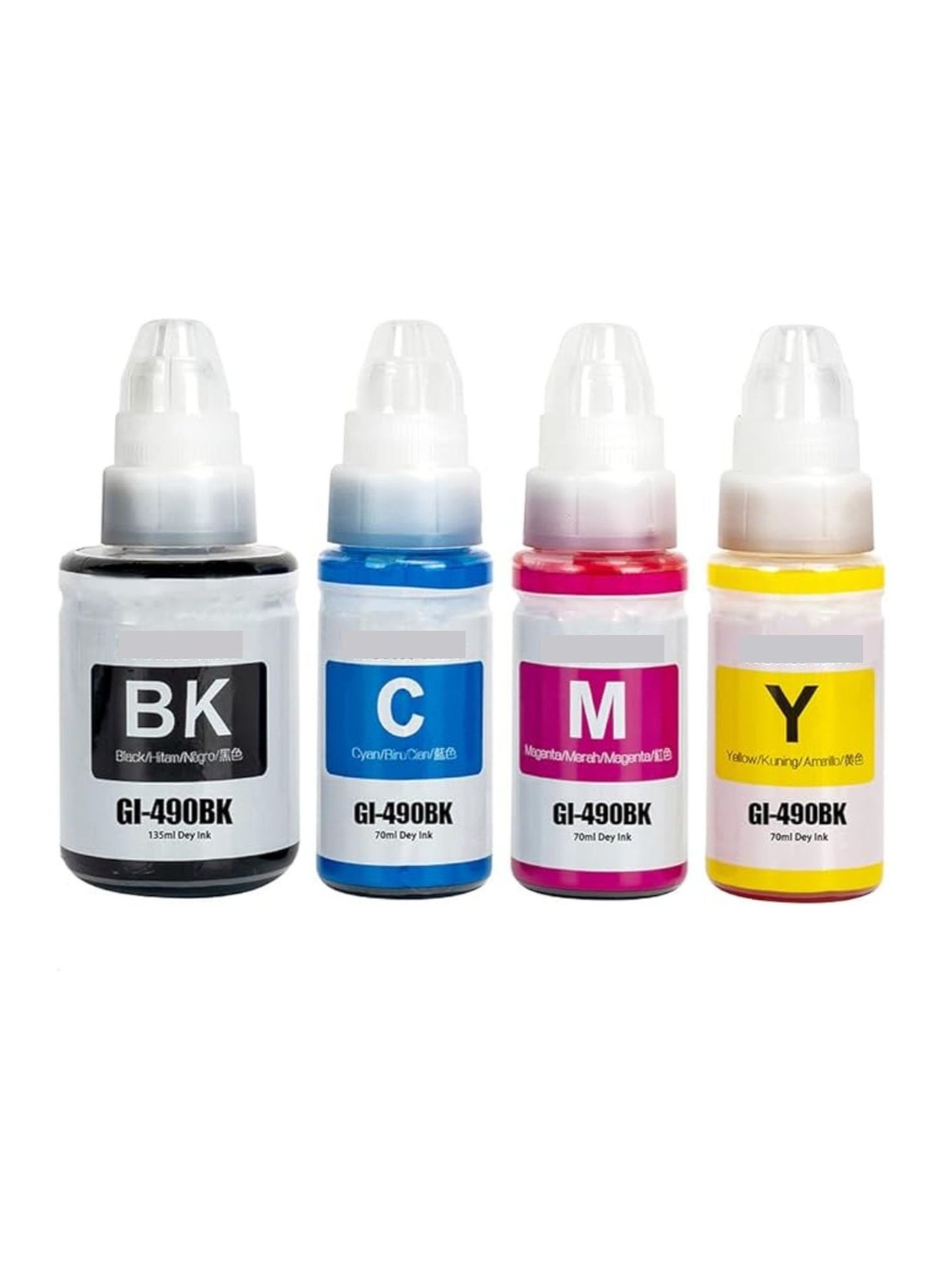 Compare GI490 Ink Compatible with Printer for PIXMA G3400, G2400, G1400, G4400, G4410, G3410, G2410, G1410, G3411, G2411, G1411, G44114Pack Black Cyan Magenta Yellow at KSA Price
