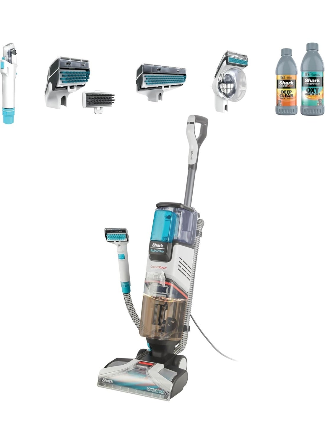 Compare Shark CarpetXpert Deep Clean Carpet Cleaner with BuiltIn StainStriker Spot Cleaner & 5 Tools inc. Pet Tool, 5 Years Warranty 2.1 L 960 W EX200ME White at KSA Price