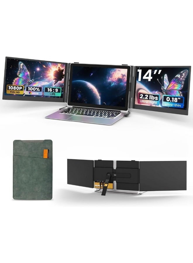 Compare 14 UltraSlim & Lightweight Triple Laptop Screen Extender, 1080P FHD IPS Portable Monitor for 13.317.3 Laptops, 180° Rotation, Plug & Play at KSA Price