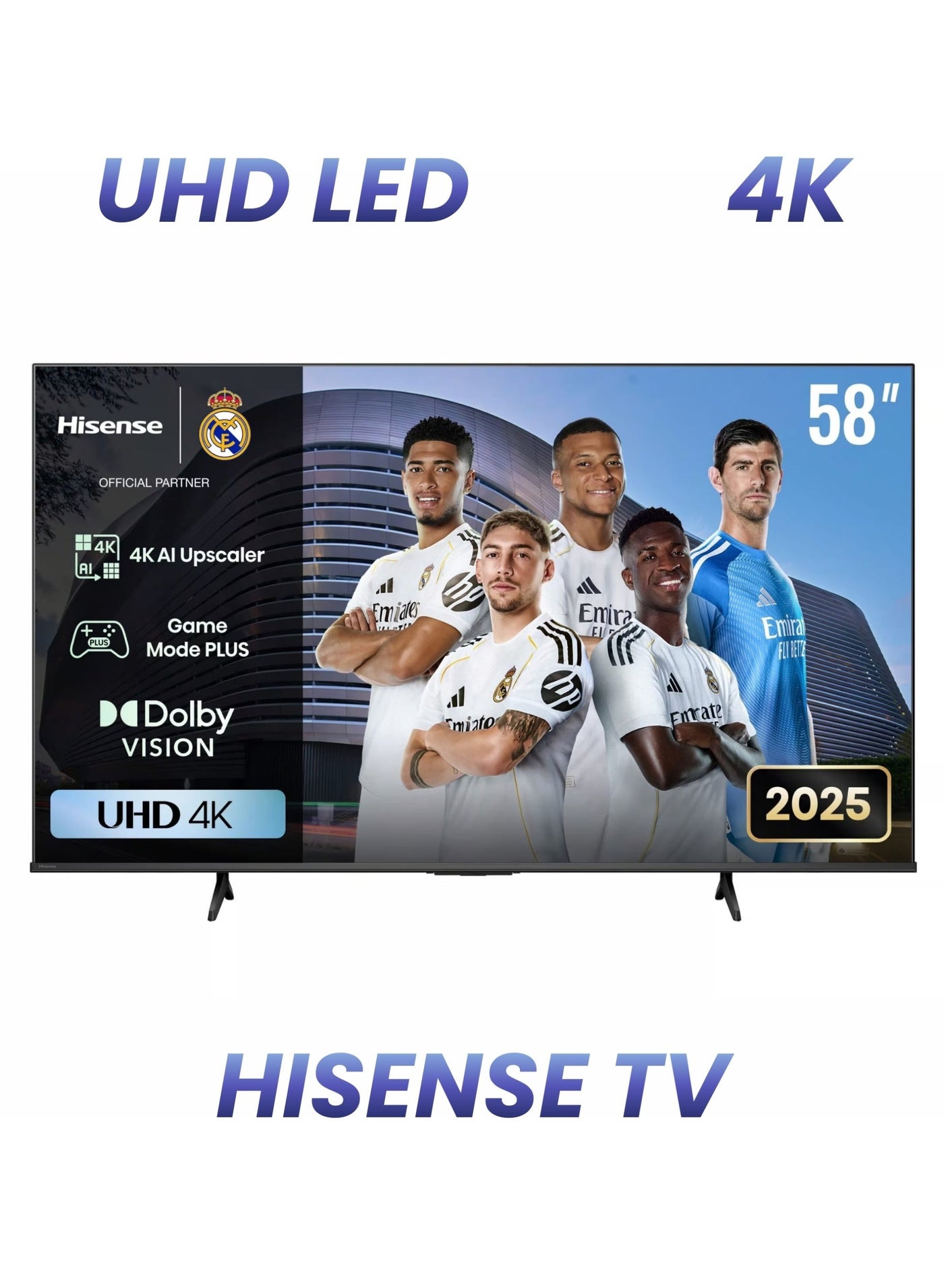 Compare 58Inch A6Q UHD 4K 60Hz Smart TV for Home Entertainment & Living Room | Hisense UHD VIDAA Smart TV, HDMI, USB, WiFi, BT, HLG, 4K AI Upscaler, Dolby Vision & Audio, Game Bar, Voice Control | 2025 UHD Model at KSA Price