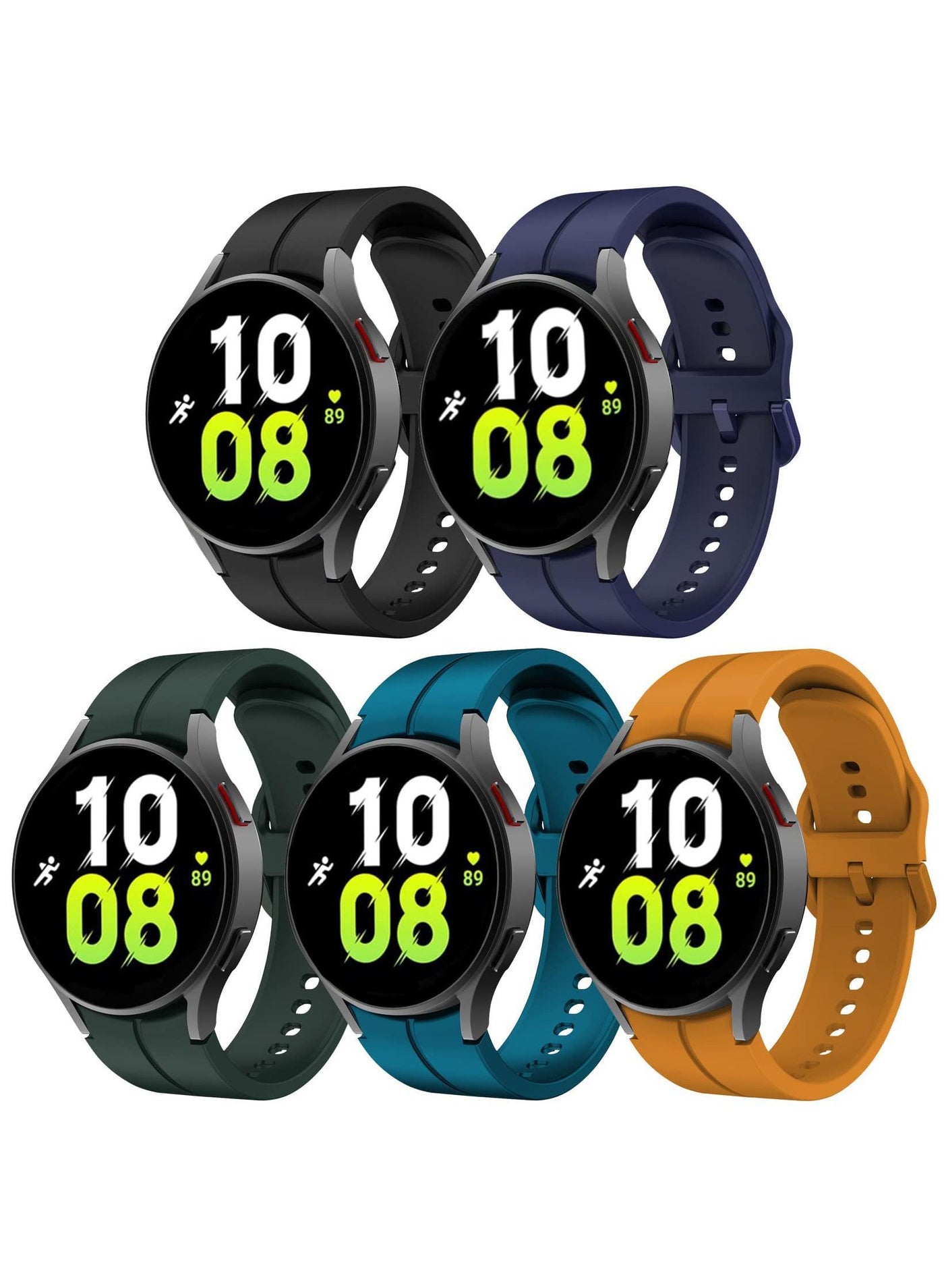 Compare 5Pack Silicone Replacement Strap for Samsung Galaxy Watch 5 Pro 45mm,Galaxy Watch 4 40mm 44mm,Classic 42mm 46mm No Gap Replacement Strap with Colorful BuckleBlackBlueGreenBlueYellow at KSA Price