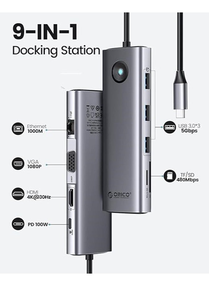 ORICO 9-in-1 USB-C Docking Station with 100W PD,…