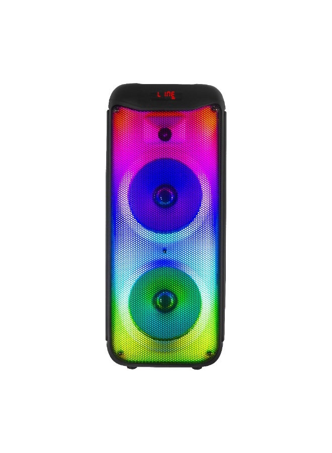 Compare Star Track HALO WAVE G1 – 100W TWS Bluetooth Speaker System | Dual 10 Bass Drivers, 1.5 Tweeter, Guitar Input, Wireless Mic, FM, Flame Lights, USBTFAUXDC, Mic Controls | STTS100WAD at KSA Price