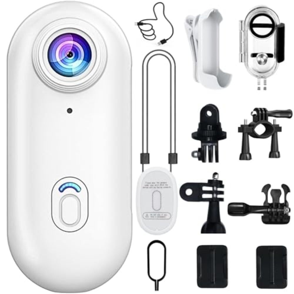 Compare 4K Wearable Mini Sports Camera with Magnetic Mount Compact Action Camera120Minute Life WiFi, IPX7 Waterproof Encoding 360°Clip OneTap Recording for Cycling, Motorbiking, Hiking, Vlogging W at KSA Price