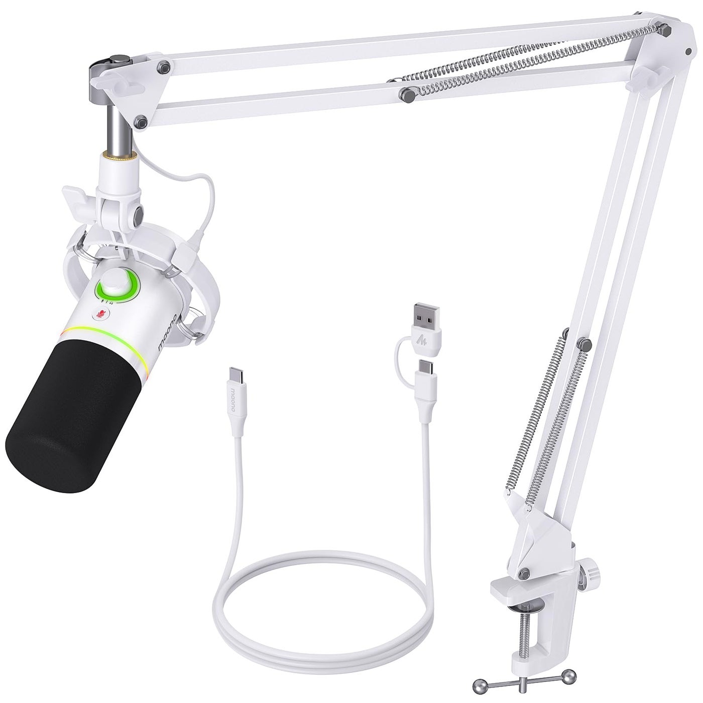 Compare MAONO XLRUSB Dynamic Microphone Kit, RGB Podcast Mic with Software, Mute, Gain Knob, Volume Control, Boom Arm for Streaming, Gaming, VoiceOver, RecordingPD200XS White at KSA Price