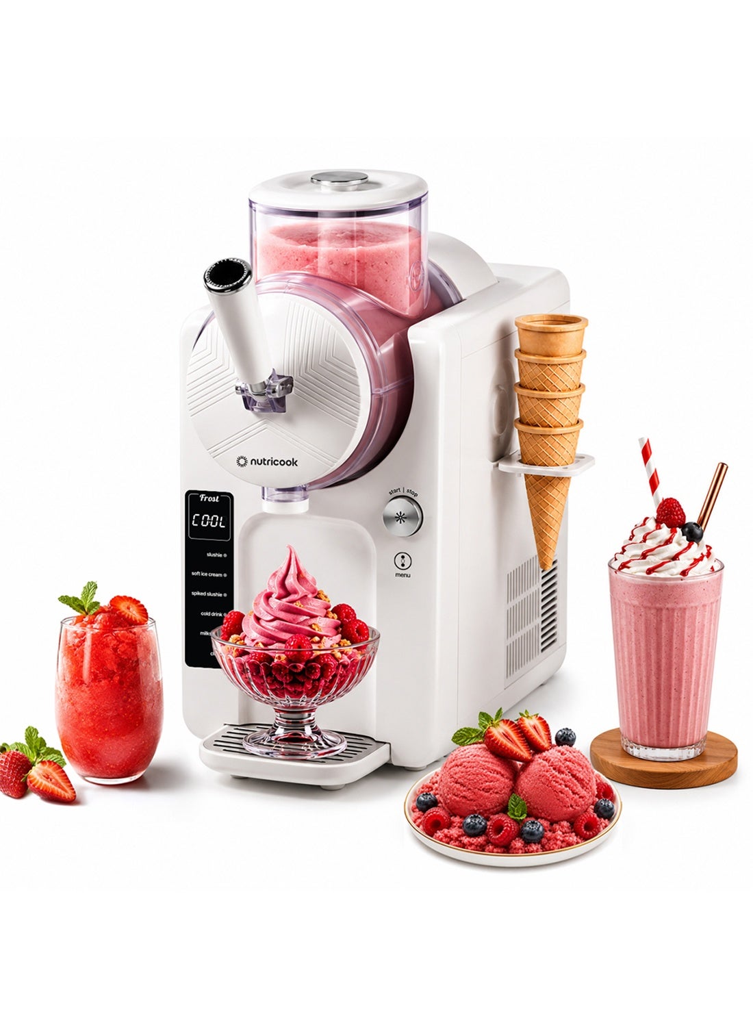 nutricook Frost Ice Cream Maker – 2-in-1 Soft Serve…