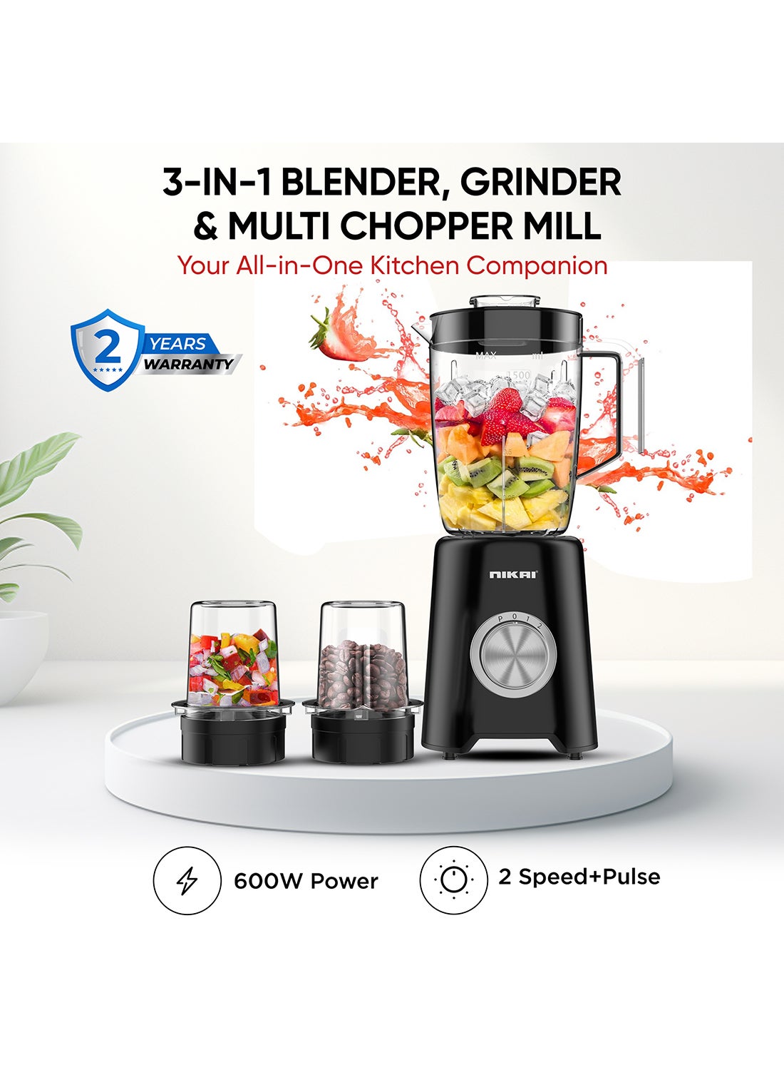 3-in-1 Blender with 3 Jars, 1.5 Ltr Liquid…