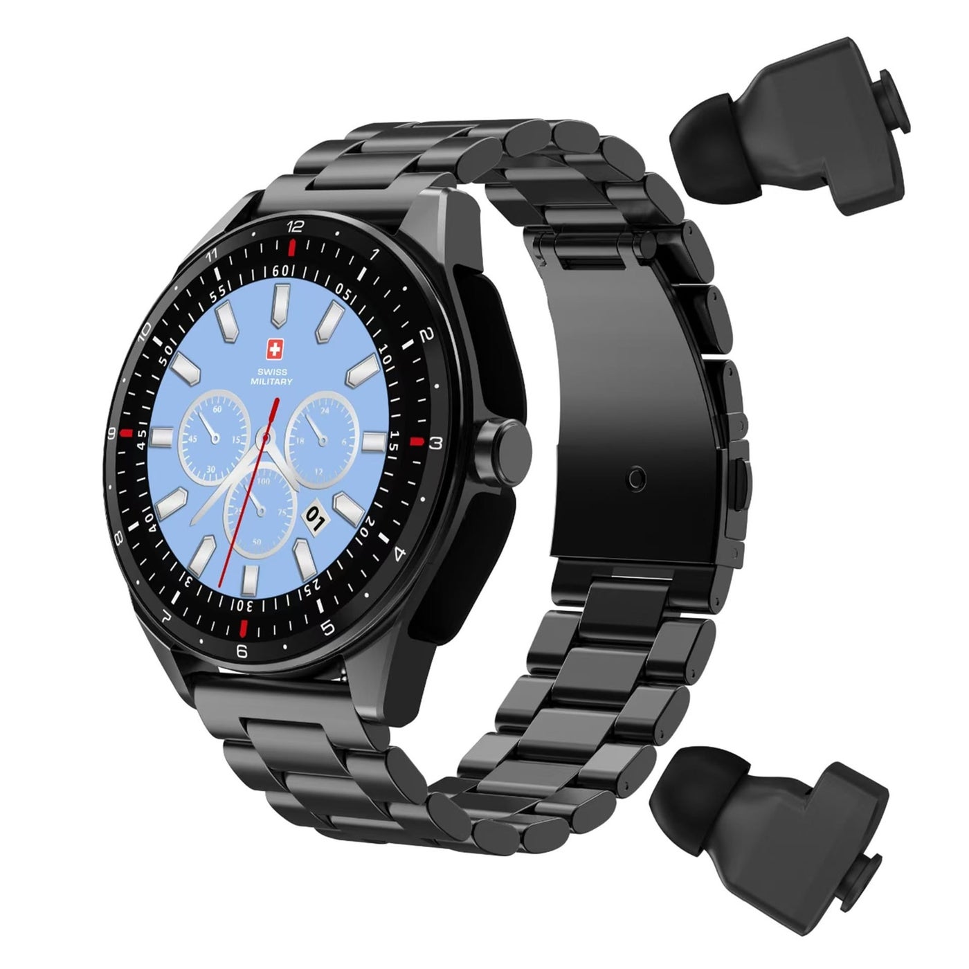 Compare Swiss Military Dom Music Metal Smart Watch, 1.39 inches, Black at KSA Price