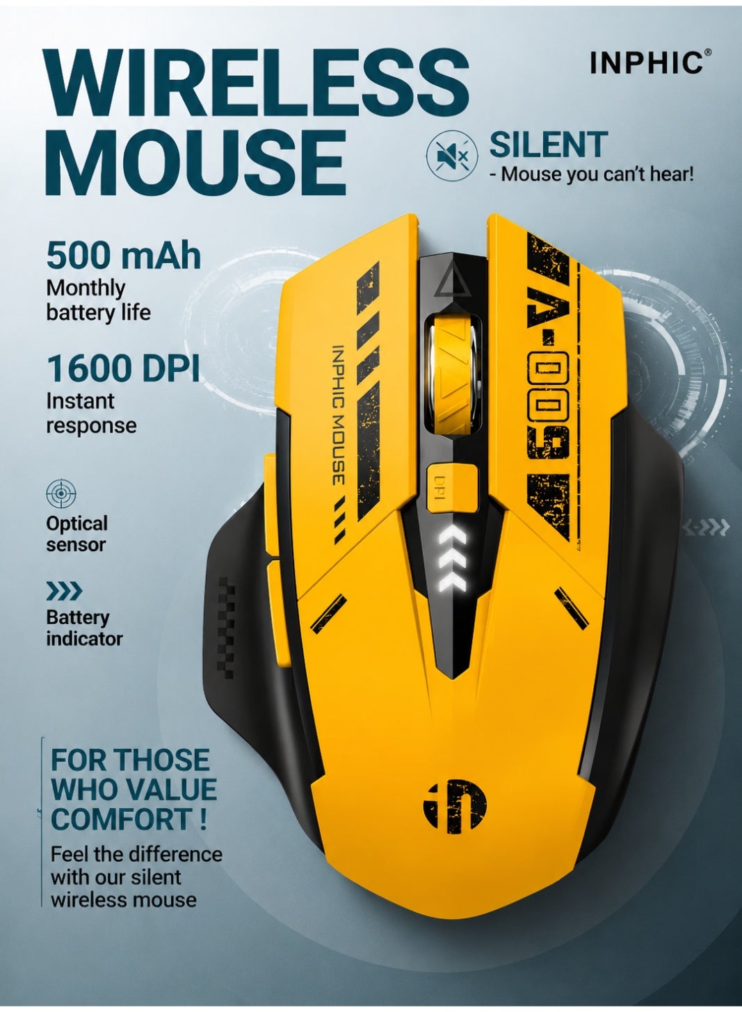 A9 Wireless Mouse – Rechargeable, Silent Click, Ultra-Thin…