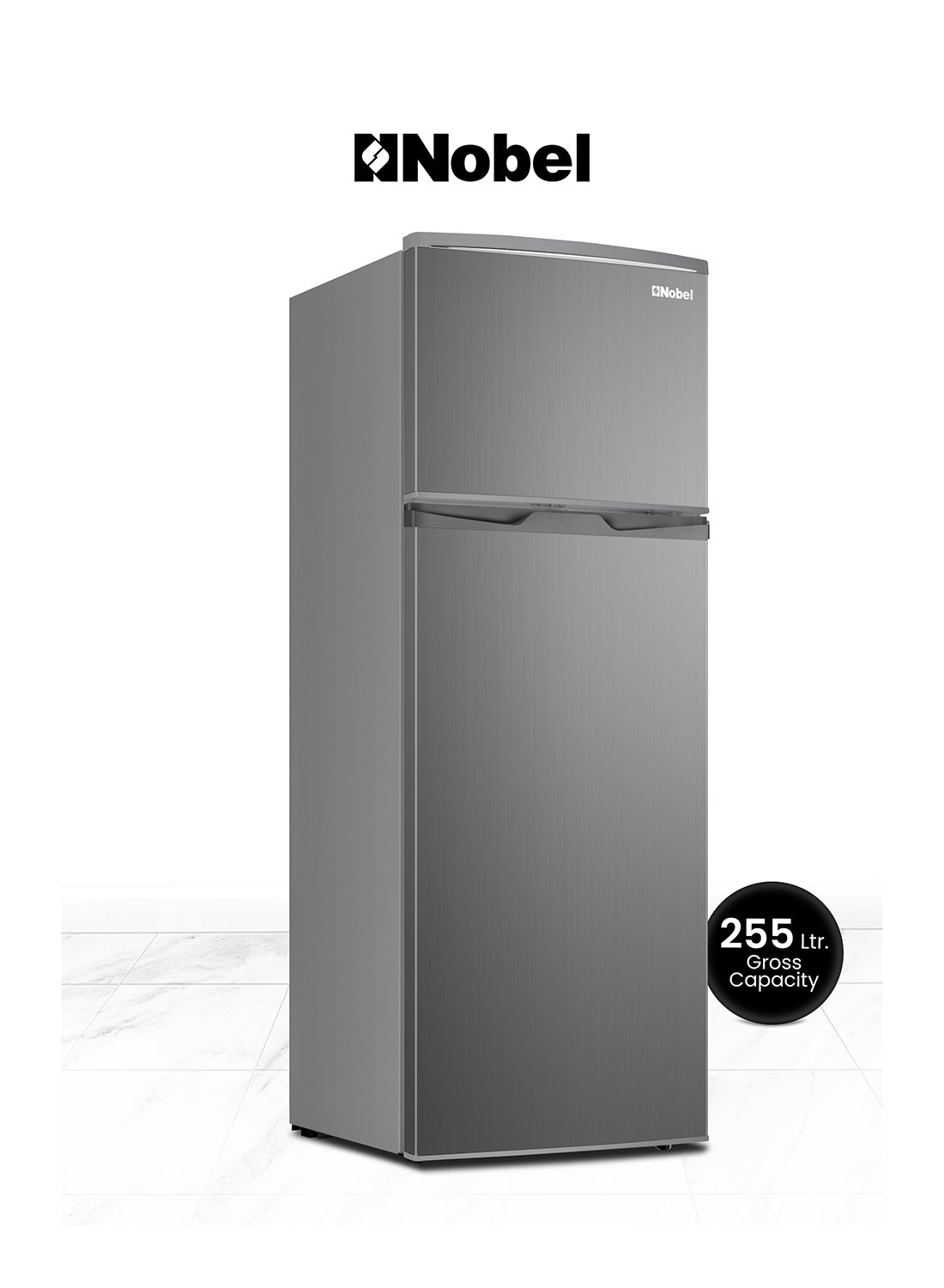 Compare Nobel 255L Double Door Refrigerator with Glass Shelves, Multi Air Flow, Defrost Cooling, Energy Saving   NR255RS Dark Silver NR255RS Inox Colour at KSA Price