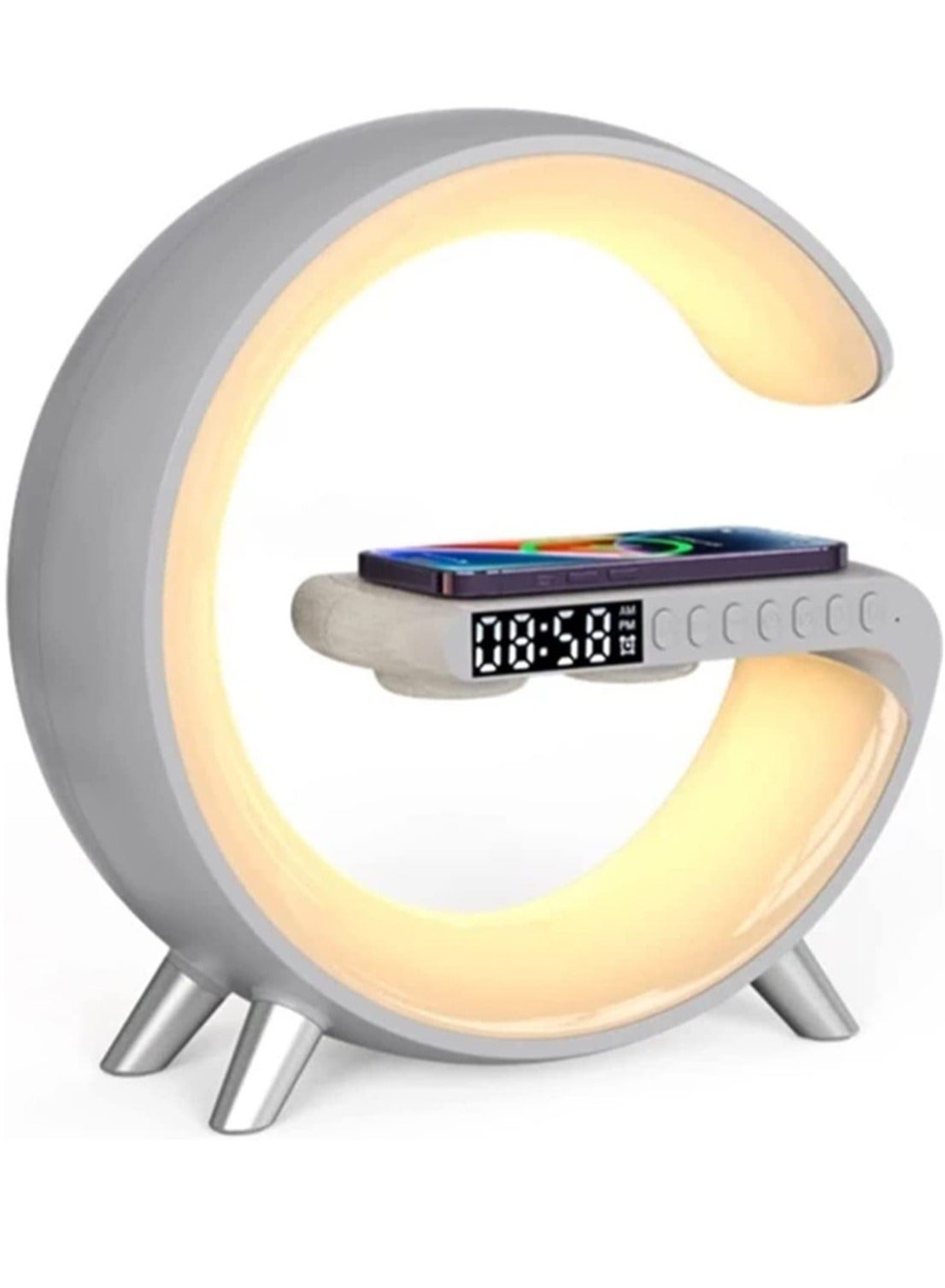 Compare Wireless Charger Atmosphere Lamp, RGB Color Changing Mood Light with Time Display, 256 Modes and 16 Million Light Colors, Bluetooth Speaker Desk Lamp with Alarm Clock, Ideal Choice for Friends at KSA Price