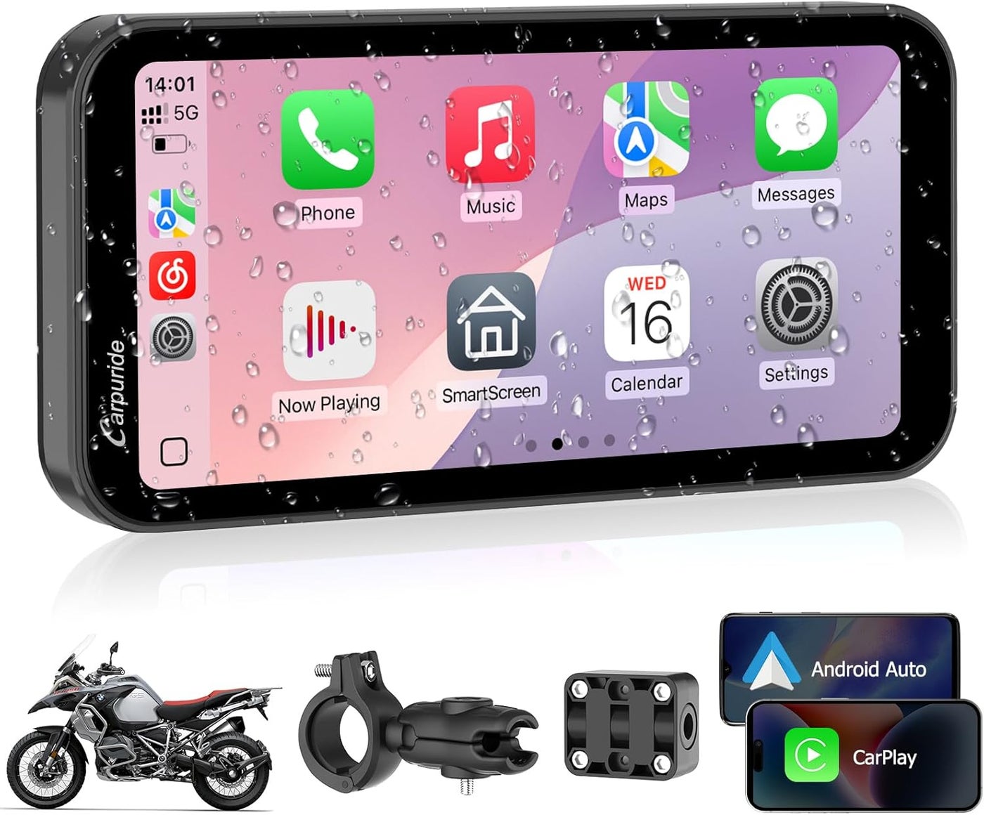 Carpuride W603 Motorcycle Carplay Screen - 6.3