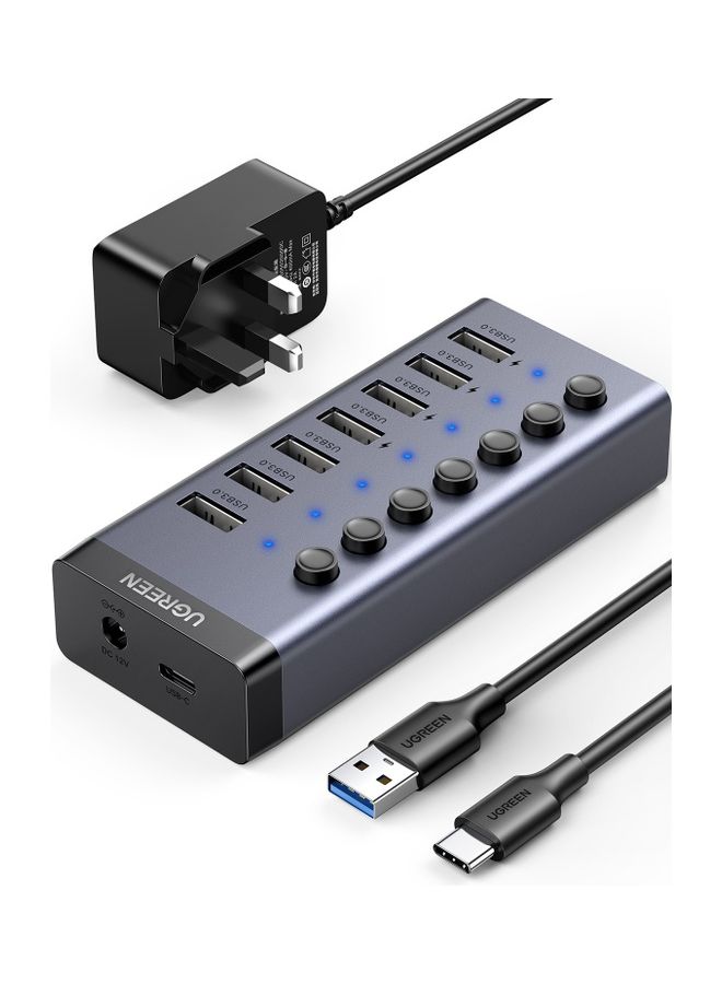 Compare USB Hub 7ports  USB 3.0 Charging Extender Data Power Adapter with Individual OnOff Switches for Laptop PC HDD Flash Drive with UK Plug Power Adapter Black at KSA Price