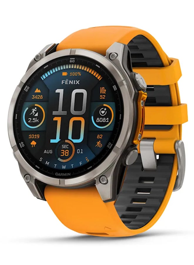 Compare Fenix 8  47MM  Up To 16 Days Battery Life  1.4inch Amoled Display, Scratch Resistant, Sapphire Crystal, Heart Rate Monitor, All Day Stress Monitor, Offline Voice Command, Calling Features, Super Bright Led Flashlight, iOS and Android Compatible Titanium at KSA Price